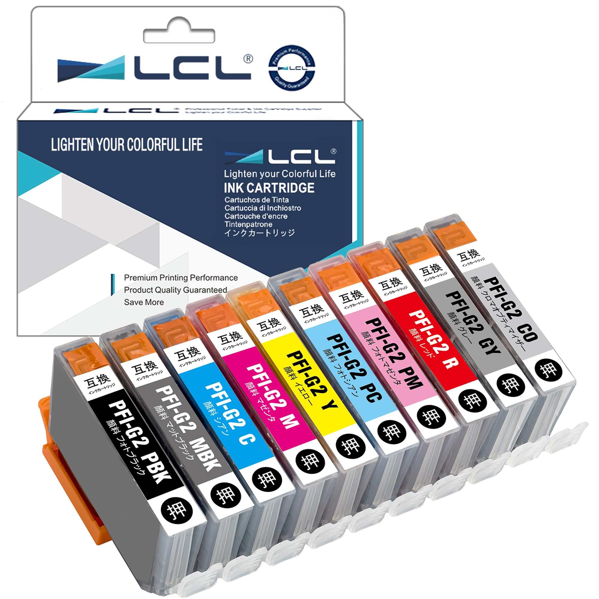 LCL Canon用 キャノン用 PFI-G2 (10色セット MBK PBK C M Y R GY PC PM CO) 顔料 互換インクカートリッジ 対応機種：imagePROGRAF PRO-G2