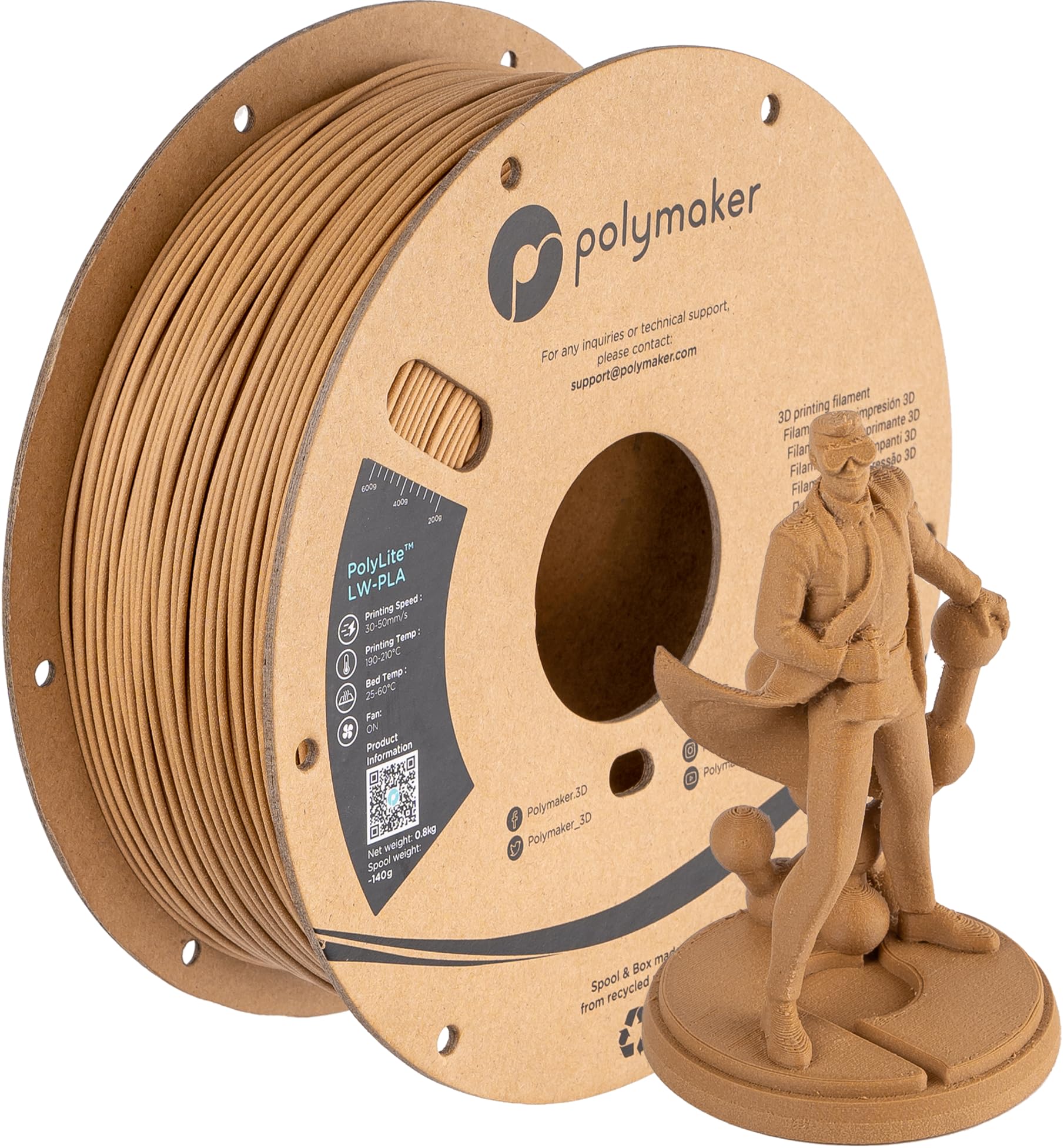樂天商城 - ポリメーカー(Polymaker) 3Dプリンター用低密度軽量フィラメントPolyLite LW-PLA 木調
