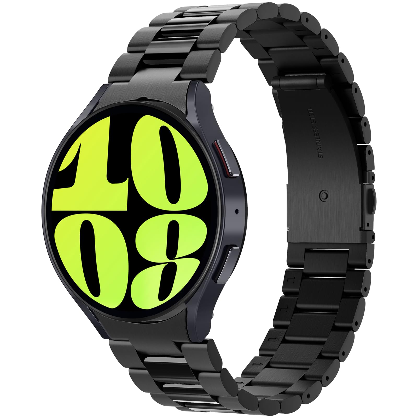 樂天商城 - Spigen Galaxy Watch 6 44mm バンド ステンレス製 シルバー 調整可能 調整器具付き 交換ベルト チェーン メタル 3連 ベルト おしゃれ モダン・フィット AMP06499 (ブラック)