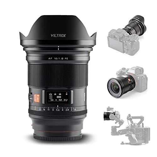 Viltrox AF 16mm F1.8 Pro FE カメラレンズ 超広角 オートフォーカス 液晶画面付き フルサイズ対応 ソニーEマウントミラーレスカメラ Alpha a7 a7II a7III a7R a7RII a7RIII a7RIV a7S a