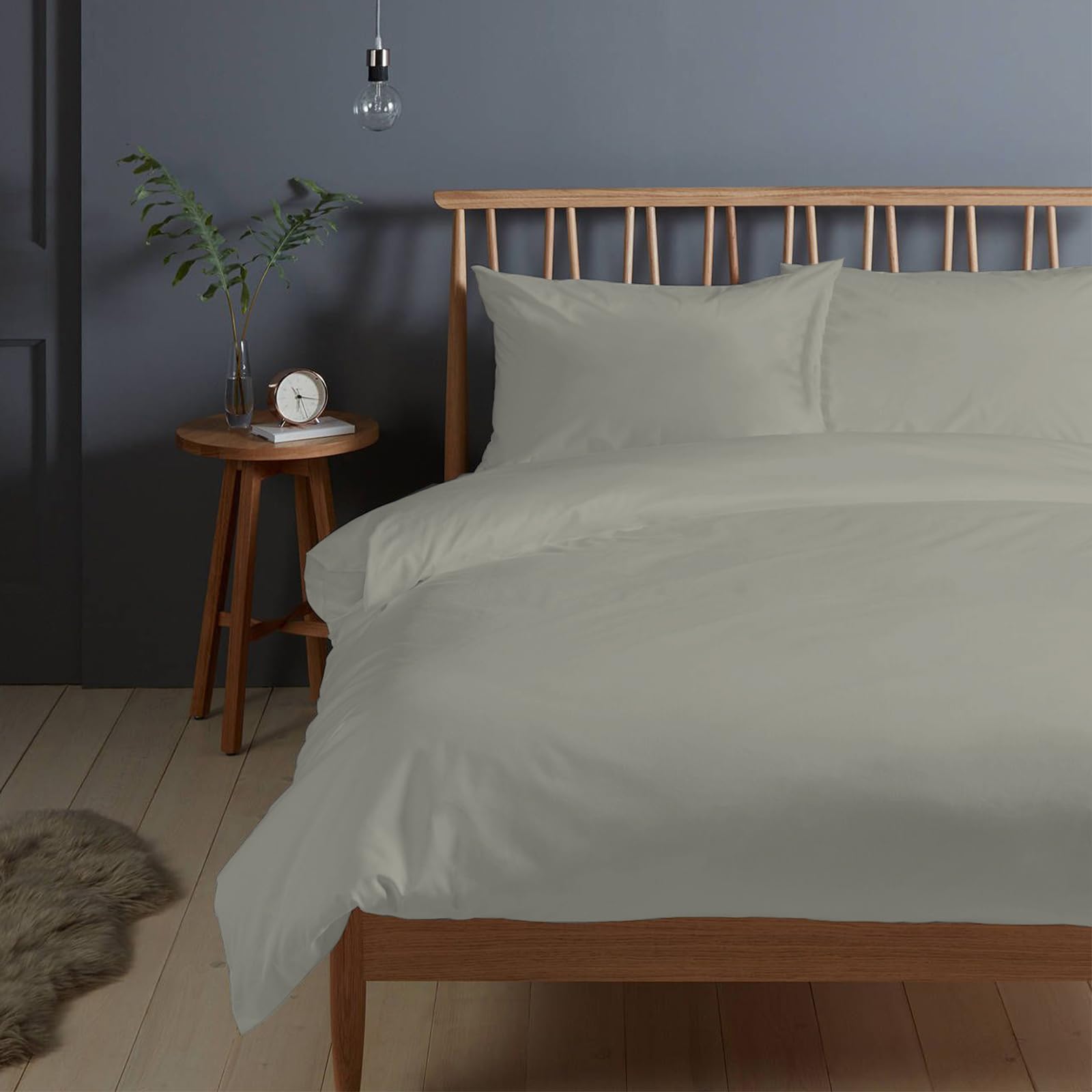 楽天松陰屋 楽天市場店Pizuna （ピズナ） セミダブル用 寝具セット4点組 - 天然100％コットン 高級400スレッドカウント 長繊維（ロングステープル）サテン織り、洗濯機対応 ベッドリネン - 内容: 掛け布団カバー1枚 （170cm×210cm）、ボックスシーツ1枚