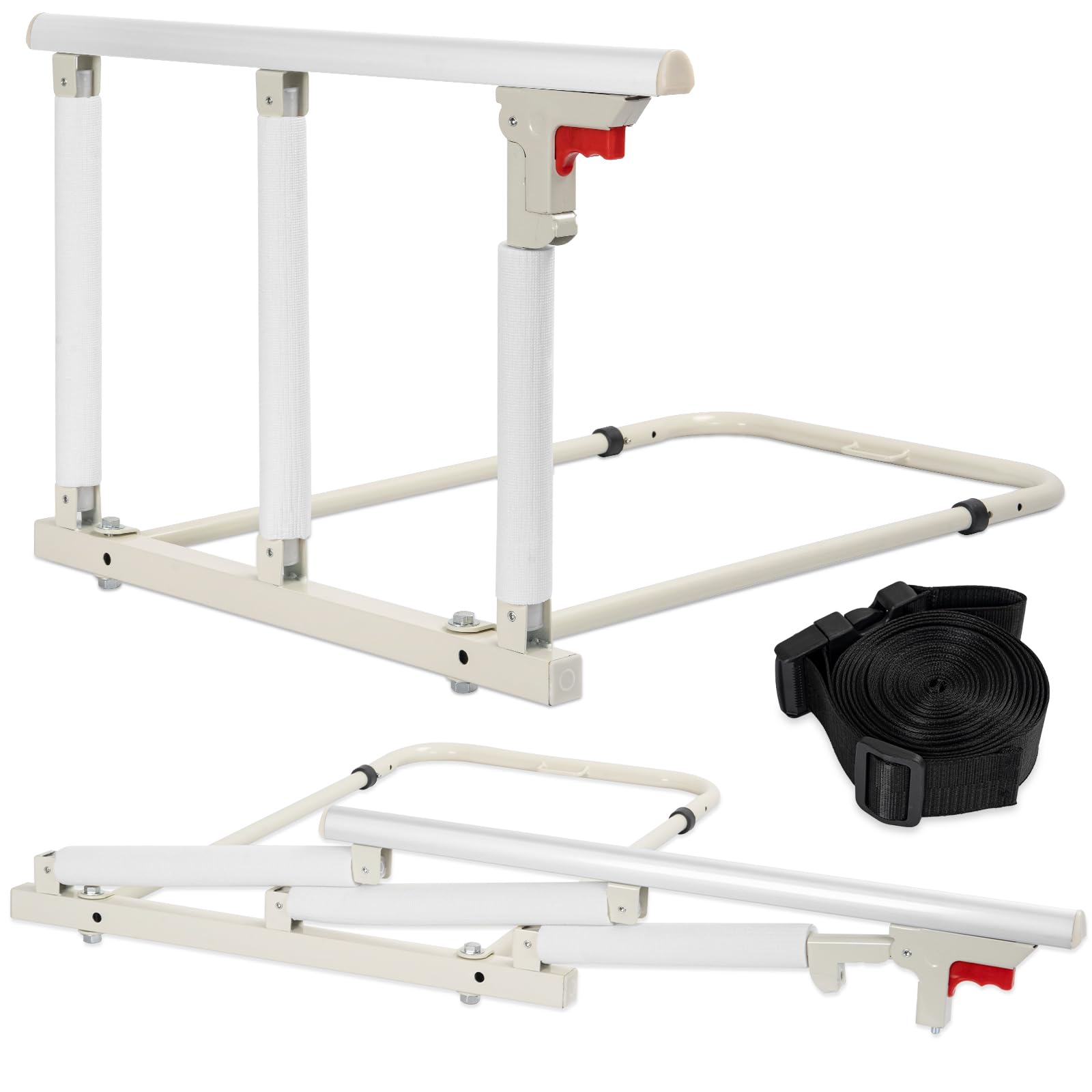 樂天商城 - BQKOZFIN ベッドガード 折りたたみ式 介護用サイドレール ベッド柵 幅68cm 3段 高齢者用 妊婦 転落防止 安全ベッドガードレール 取り付け簡単