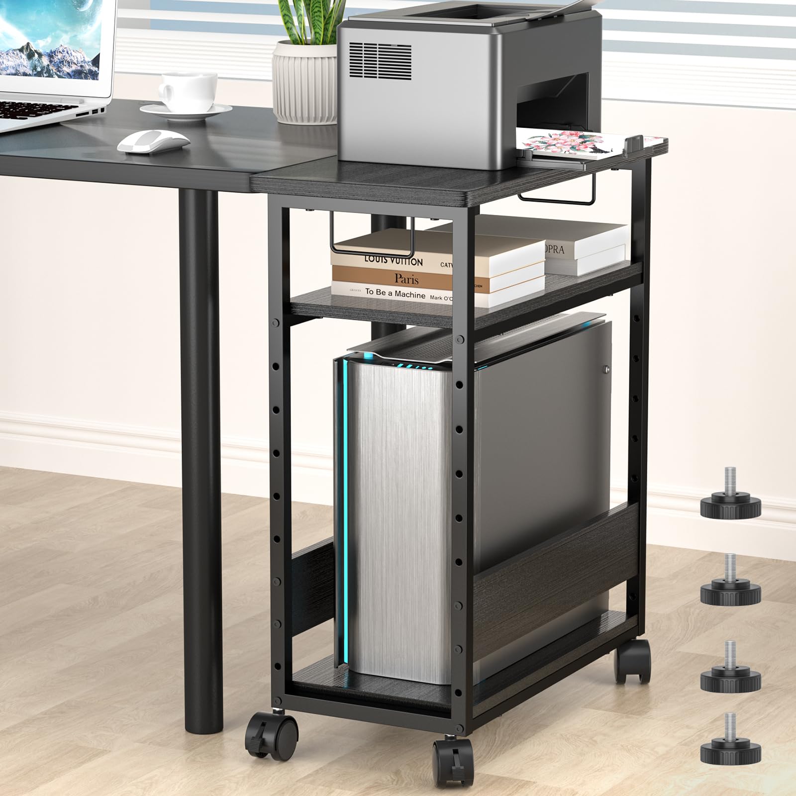 【幅60×奥行30×高さ70cm】パソコンワゴン キャスター付き プリンター台 3段 パソコンラック キャスター..