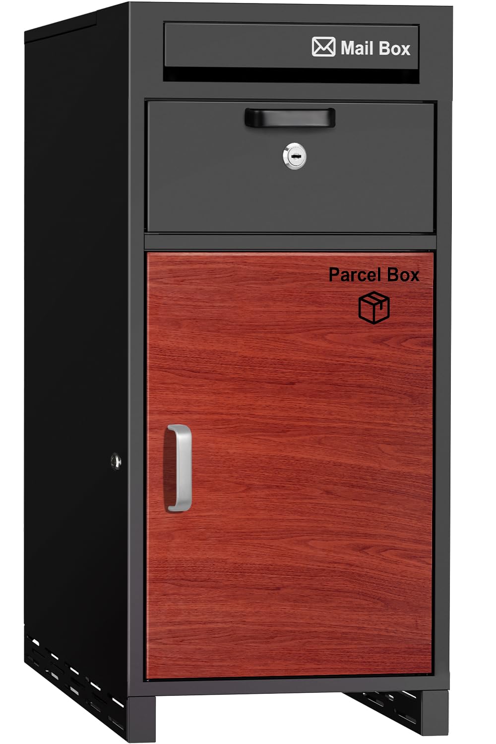 【複数投函可能/大容量 140L】 VARNIC 宅配ボックス 宅配BOX 組み立て不要 防水 屋外 置き配 大容量 ポスト付き 郵便受け 簡単設置 両開扉 盗難防止 大型 戸建て用 個人宅 (ブラック)