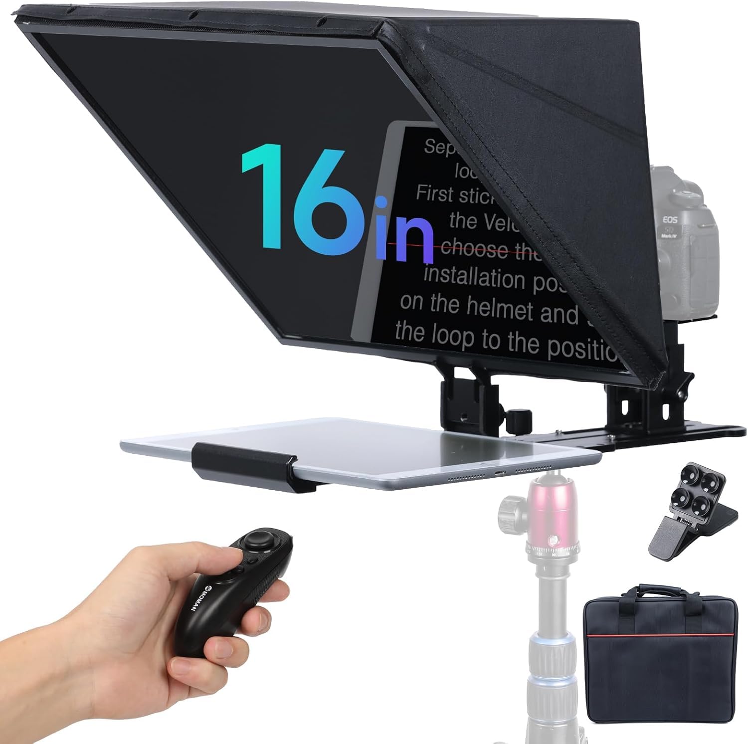 樂天商城 - テレプロンプター, Moman MT16 プロンプター 16インチ iPad/Samsungタブレット対応 プロンプター アルミ合金 リモコン付き アプリ操作 一眼レフカメラ/ビデオカメラ用, プロンプター-Teleprompter-タブレット対応-テレプ