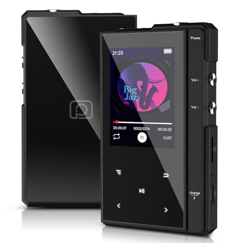 Bluetooth 5.0搭載96GB MP3プレーヤー Phinistec Z6スピーカー付き音楽オーディオプレーヤー メタルボディ＆ガラスバック FMラジオ ボイスレコーダー 電子書籍 最大256GBのマイクロSDカード対応