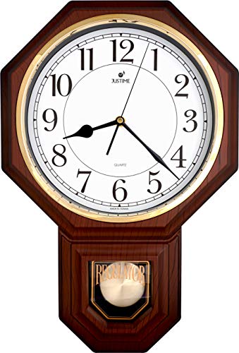 JUSTIME スクールハウス 振り子時計 掛け時計 振り子付き チャイミング ウェストミンスター メロディー付き 壁掛け時計 柱時計 かけ時計 壁時計