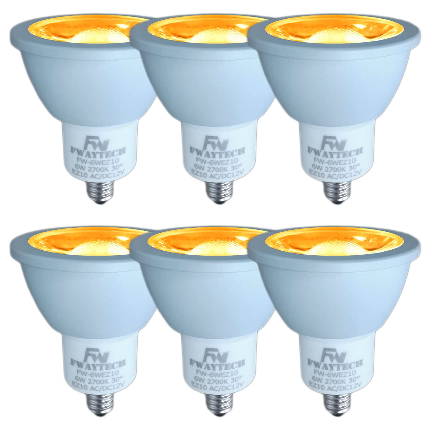 樂天商城 - Fwaytech LEDハロゲン電球 EZ10 LEDスポットライト 12V ダイクロハロゲン50W?60W相当 密閉器具対応 (6W EZ10口金 30度(6個), 電球色相当(2700K))