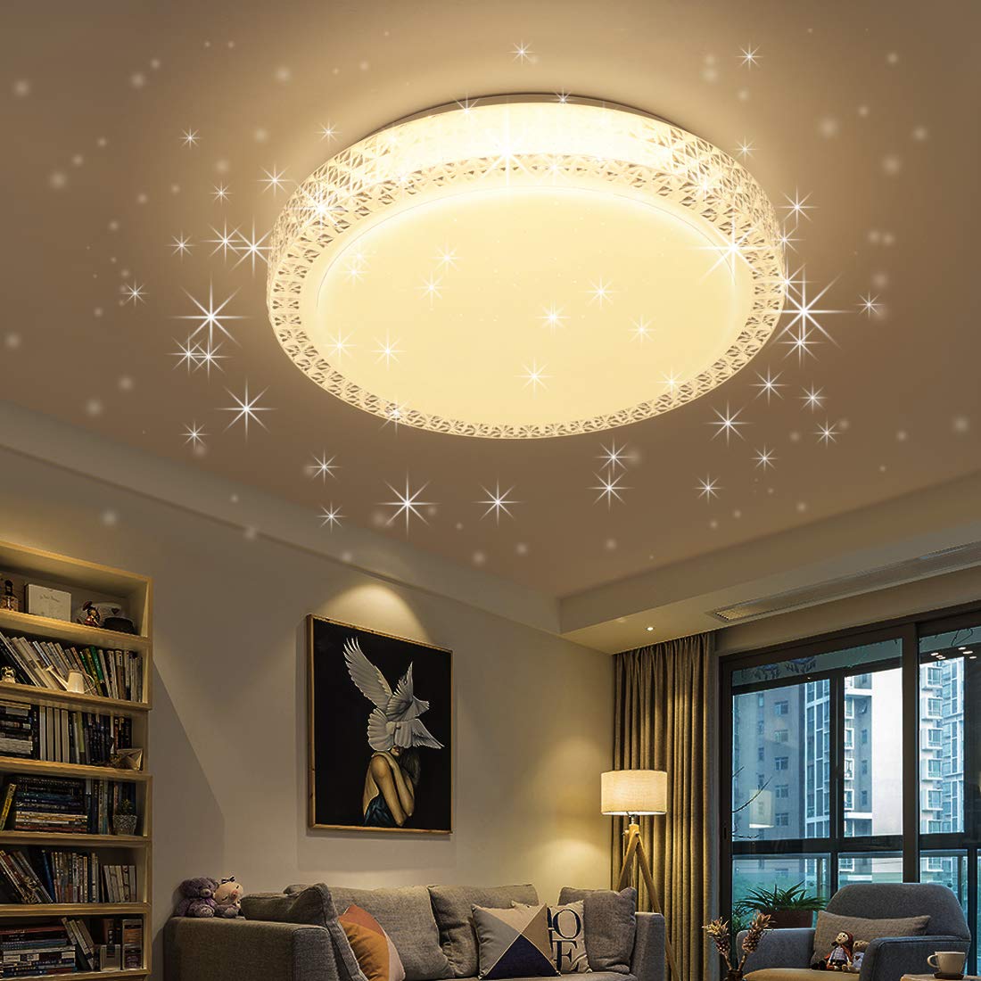 LED シーリングライト 星空効果 35W 8~10畳 無段階調光調色タイプ 8~10畳 常夜灯 モード メモリ機能 照..