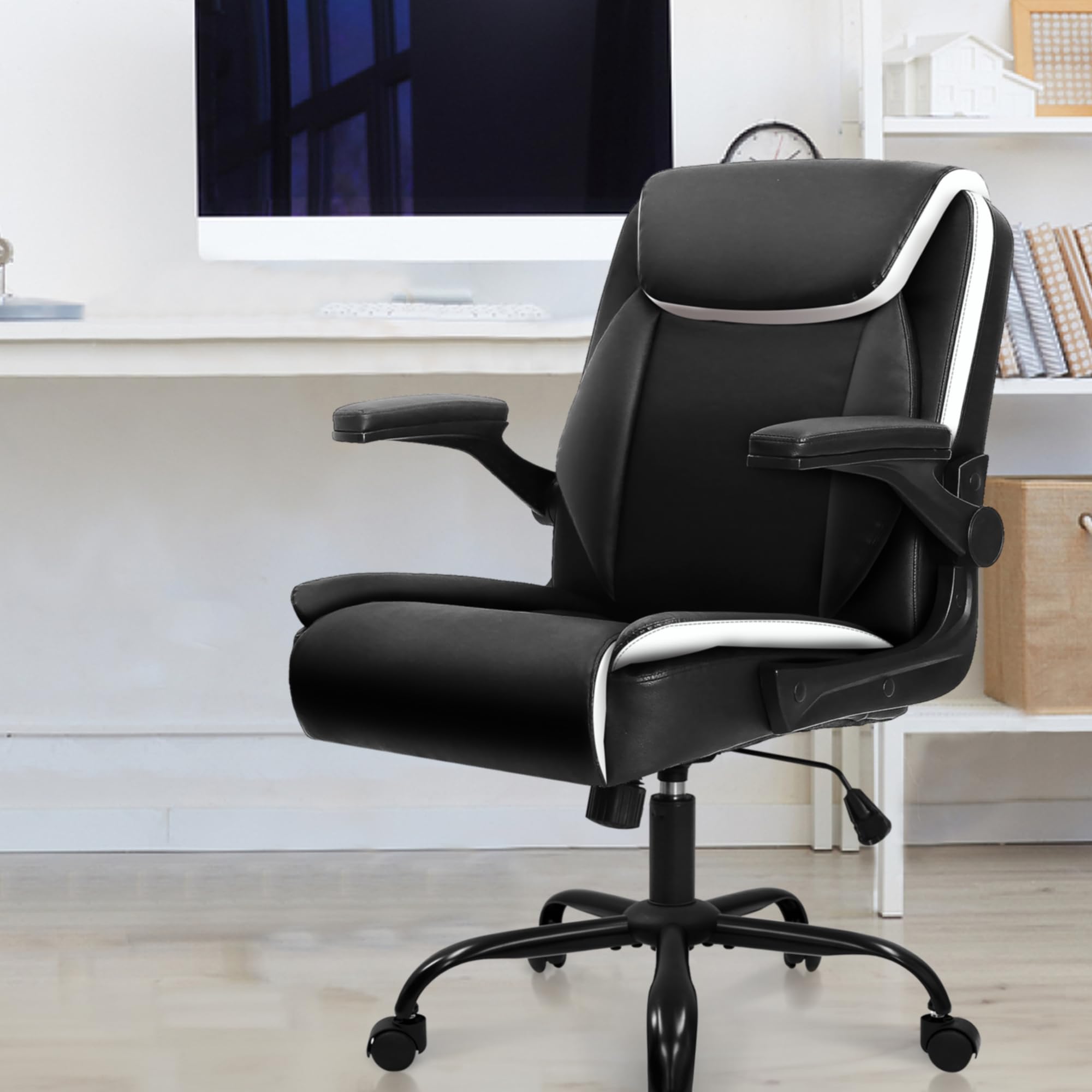【在宅・ホームオフィスに◎】NEOCHAIR オフィスチェア 社長椅子 ゲーミングチェア 【上質なPUレザーx省スペース＆コンパクト×跳上げ式..