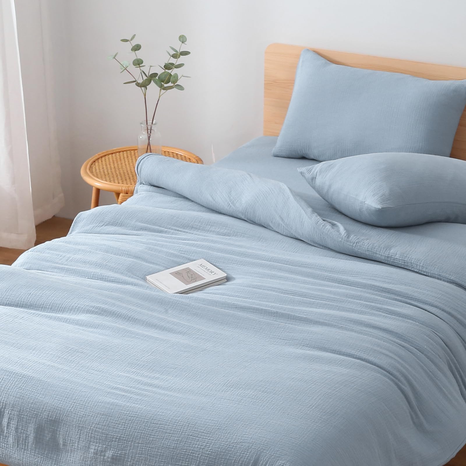 SE 掛け布団カバー ダブル 綿100％ ガーゼ 肌掛け布団カバー 毛布カバー 柔らかい 吸湿通気 抗菌・防ダ..