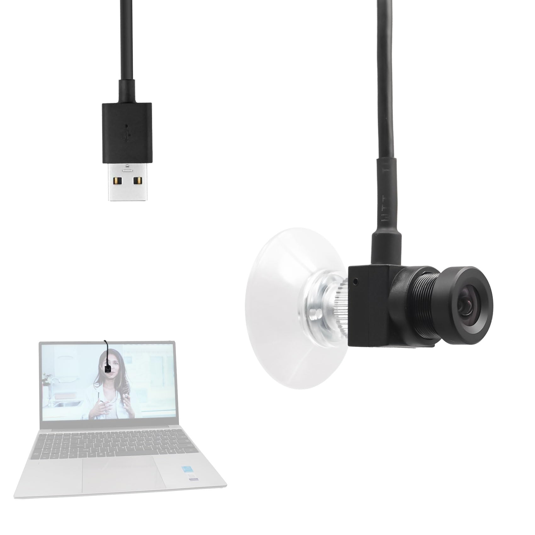 WEBカメラ ウェブカメラ HD1080P 80°広角目線が合う 小型 中央画面に固定された吸盤付き 200万画素 パソコンカメラ skype、Zoom会議用PCカメラ 内蔵マイク