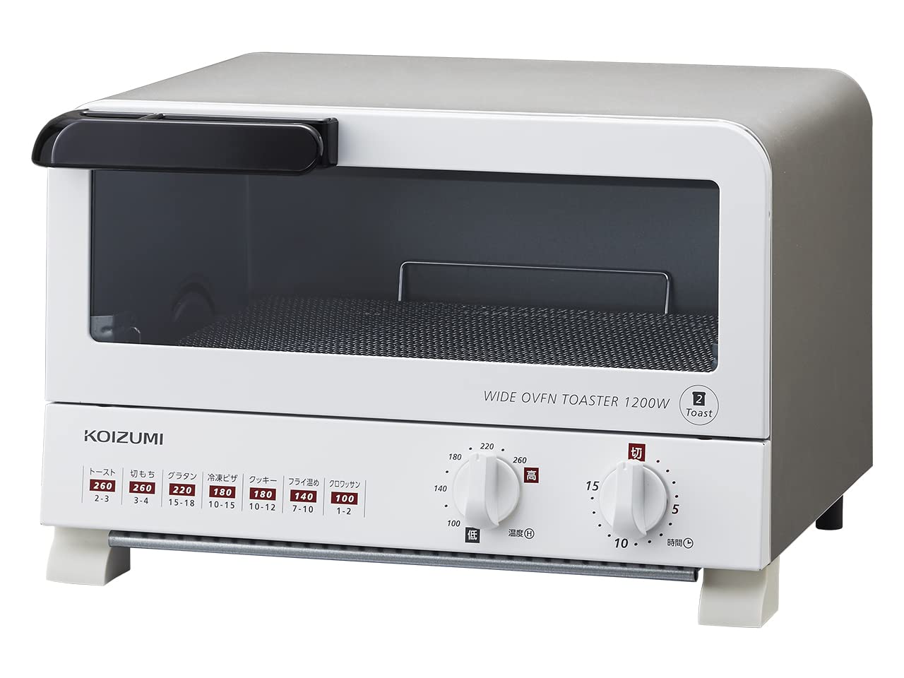 樂天商城 - コイズミ オーブントースター 1200W 無段階温度調節 15分タイマー 2枚焼き ホワイト KOS-1204/W