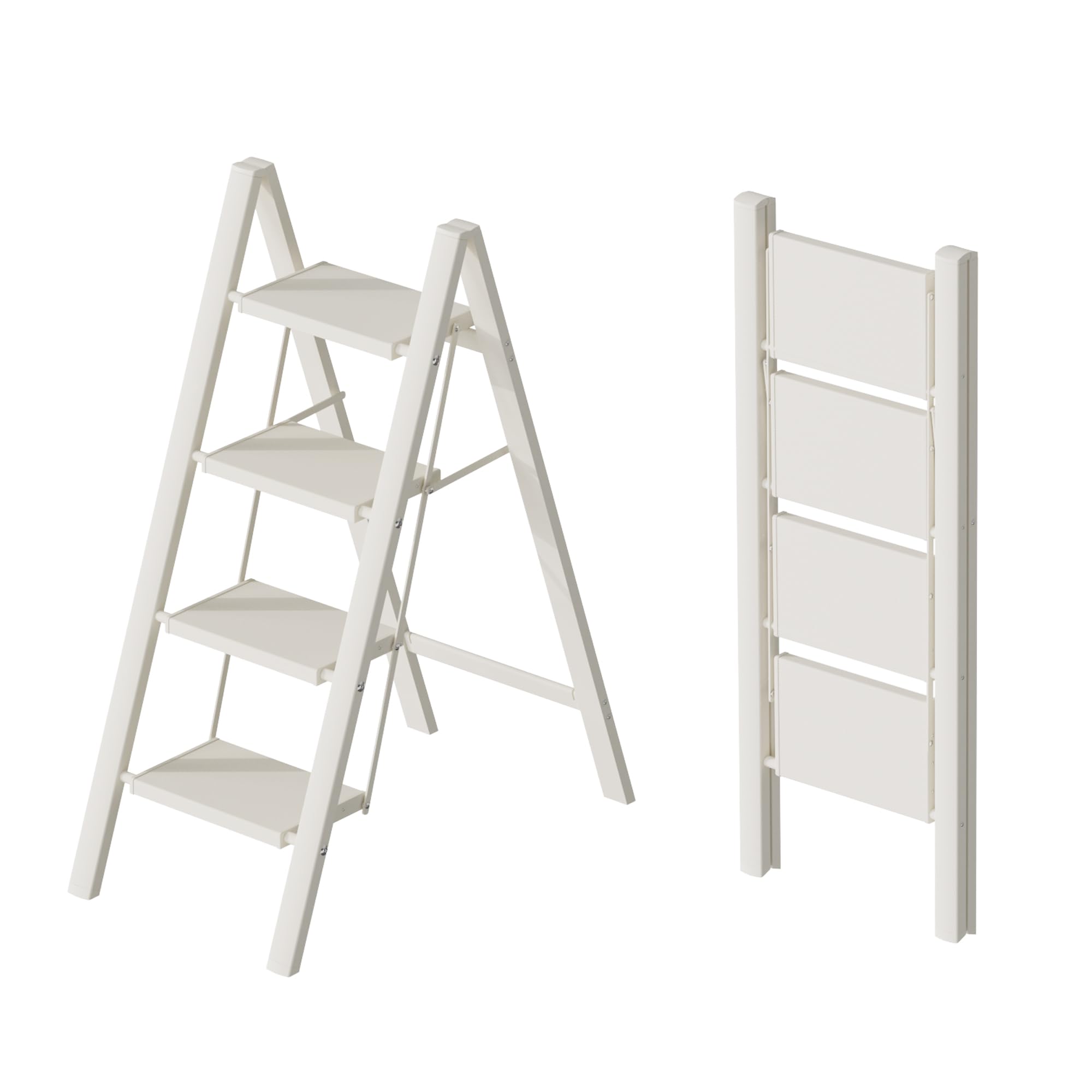 TranquilClimb 四・ ・制 白 アルミ 踏み台 脚立 軽量 踏み台 折畳み 耐荷重150KG トレー付き 洗車 室内 引っ越し 大掃除家庭やオフィスに最適