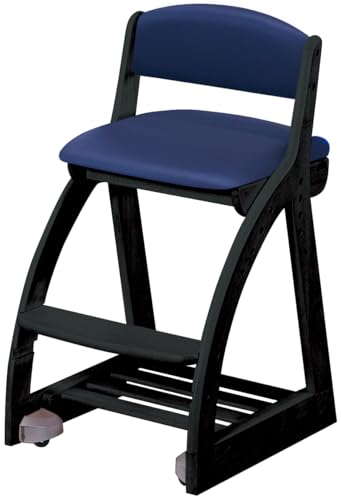 楽天松陰屋 楽天市場店KOIZUMI（コイズミ） 4STEP Chair FDC-060 BK NB フォーステップ チェア PVCレザー 木製 椅子 レザー調 ブラック ネイビー ブルー 黒 紺 青 学習 勉強 サイズ：W413×D490?545×H750mm SH440・4