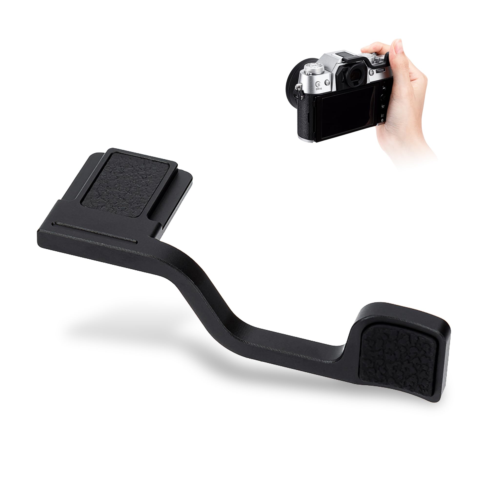 JJC サムグリップ サムレスト Fujifilm Fuji X-T50 XT50 カメラ適用 装着簡単 マイクロファイバーレザー&シリコンパッド付き カメラホールド感を高める ブラック