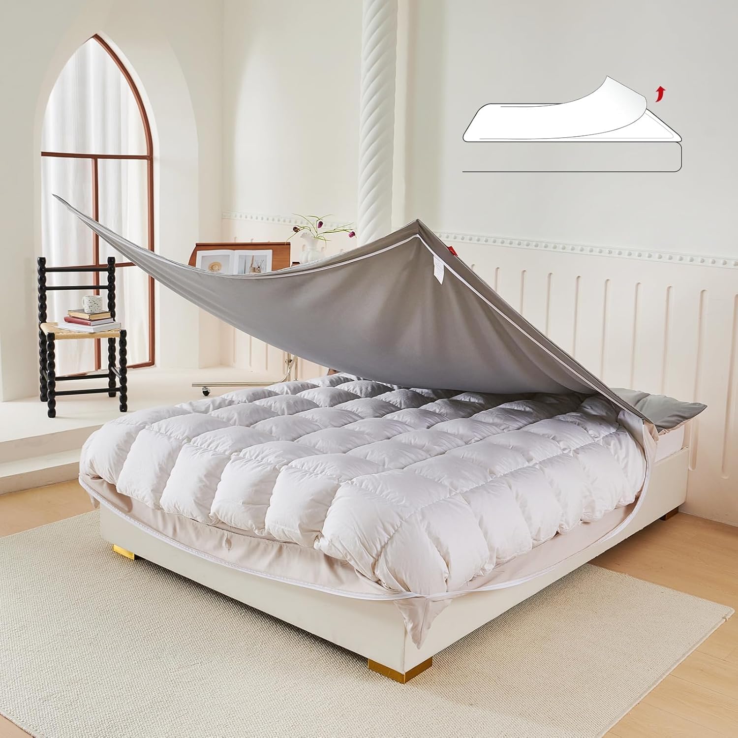 掛け布団カバー シングル ロング 【洗いざらし & 柔らかい】肌に優しい 静電気防止 オールシーズン 布団カバー 着脱簡単 ダブルファスナー 洗濯機で丸洗いOK かけふとんカバー 長く使える 生地の縮みや型崩れ防止に ズレ防止8ヶ所紐付き Easy Bed