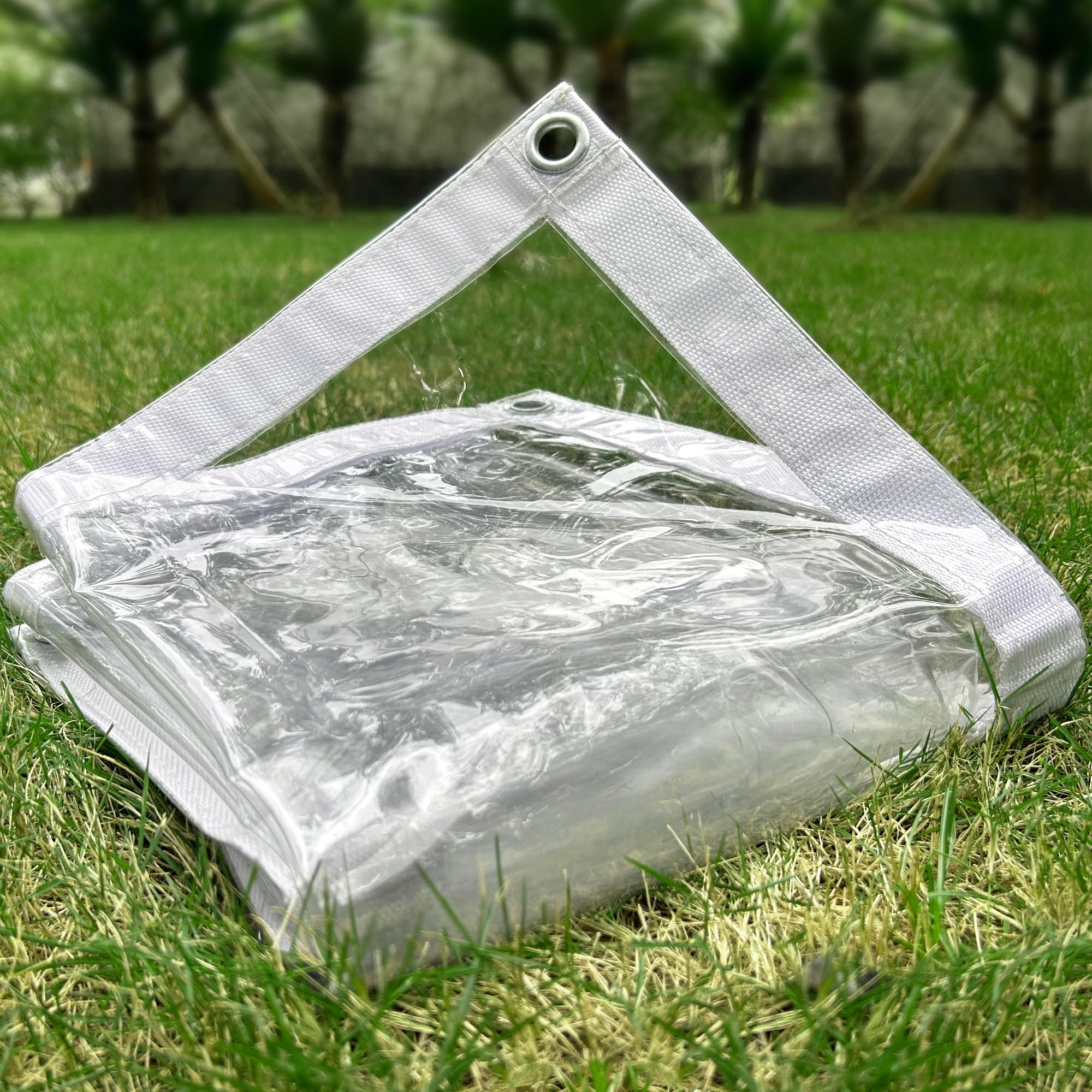 LTCANOPY クリアタープ 1.8m x 3m、500g/平方メートルのビニール防水クリアシート、グロメット付きプラスチックシートエッジ二重縫い目補強、耐久性の高いタープ防水、リップストップ