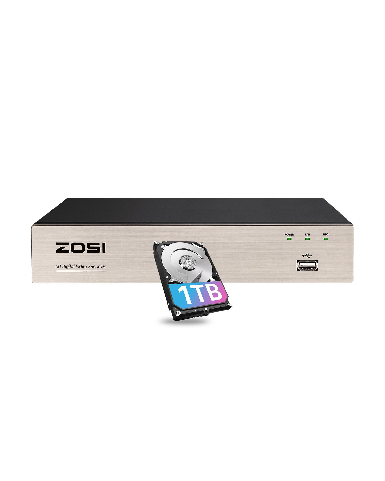 ゾシ(ZOSI) 防犯レコーダー ハイブリット録画装置 5MP Lite 8ch アナログ/AHD/CVI/TVIカメラに対応 H.265+画像圧縮方式 動体検知 遠隔監視 メール警報 iPad/iPhone/Android スマートフォン対応 【ハードデ