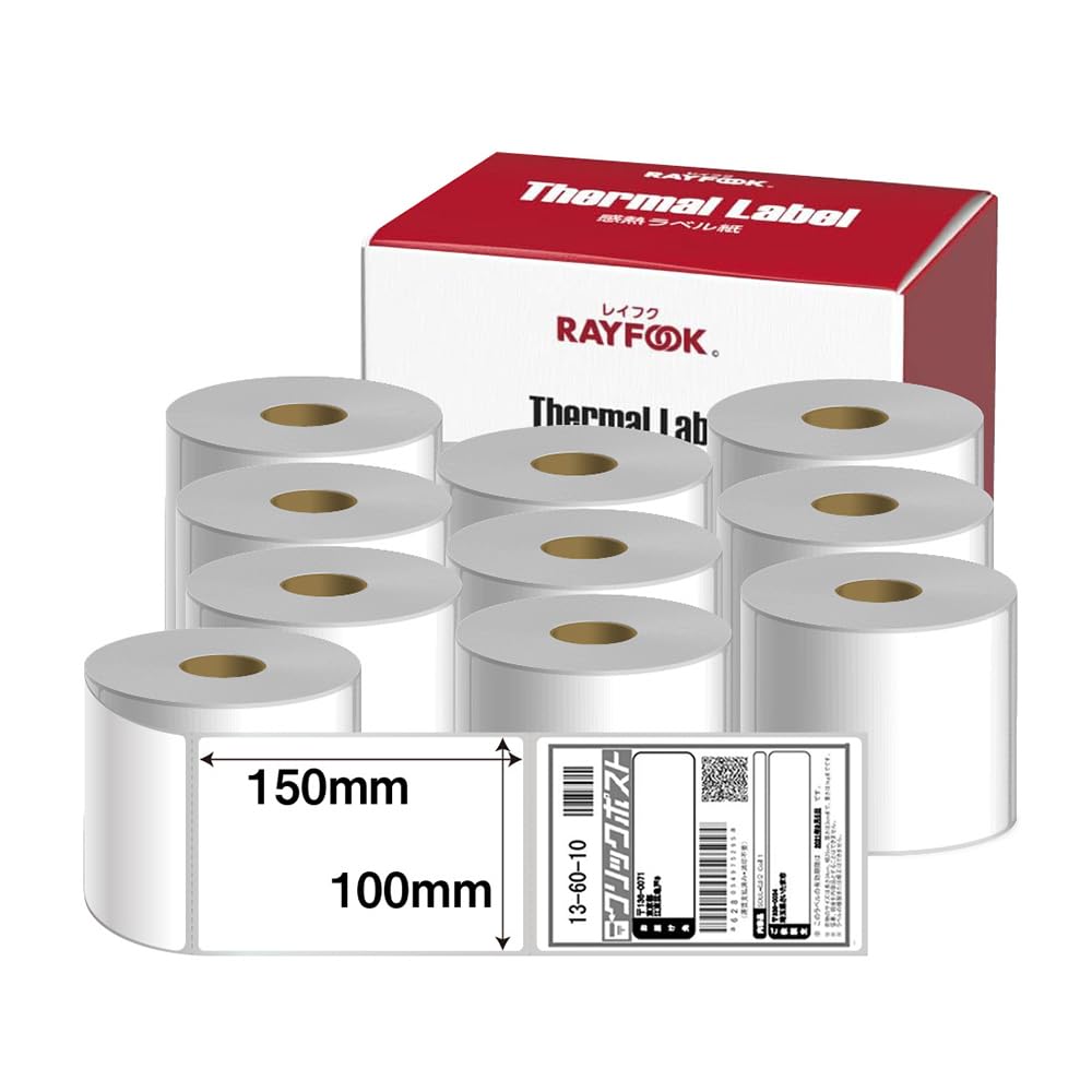 RAYFOOK 感熱ラベルシール クリックポスト対応 3500枚【350枚×10巻】A6サイズ相当100×150mm サーマルラベルプリンター用 業務用 強粘着 耐水。FBA出品者向け配送ラベル、日本郵便 clickpost 、配達 小包 物流、レターパッ