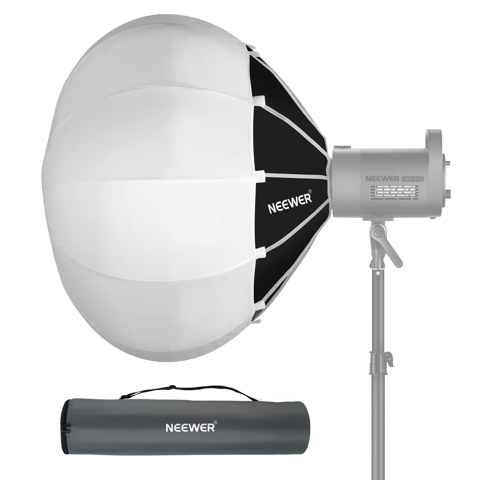 NEEWER 26"/65cmランタンソフトボックス ワンステップクイックリリース 360°ライトディフューザースカート付 Bowensマウント CB60 RGB CB100Cビデオライト用 コンパチブAputure Light 600d Amaran 6