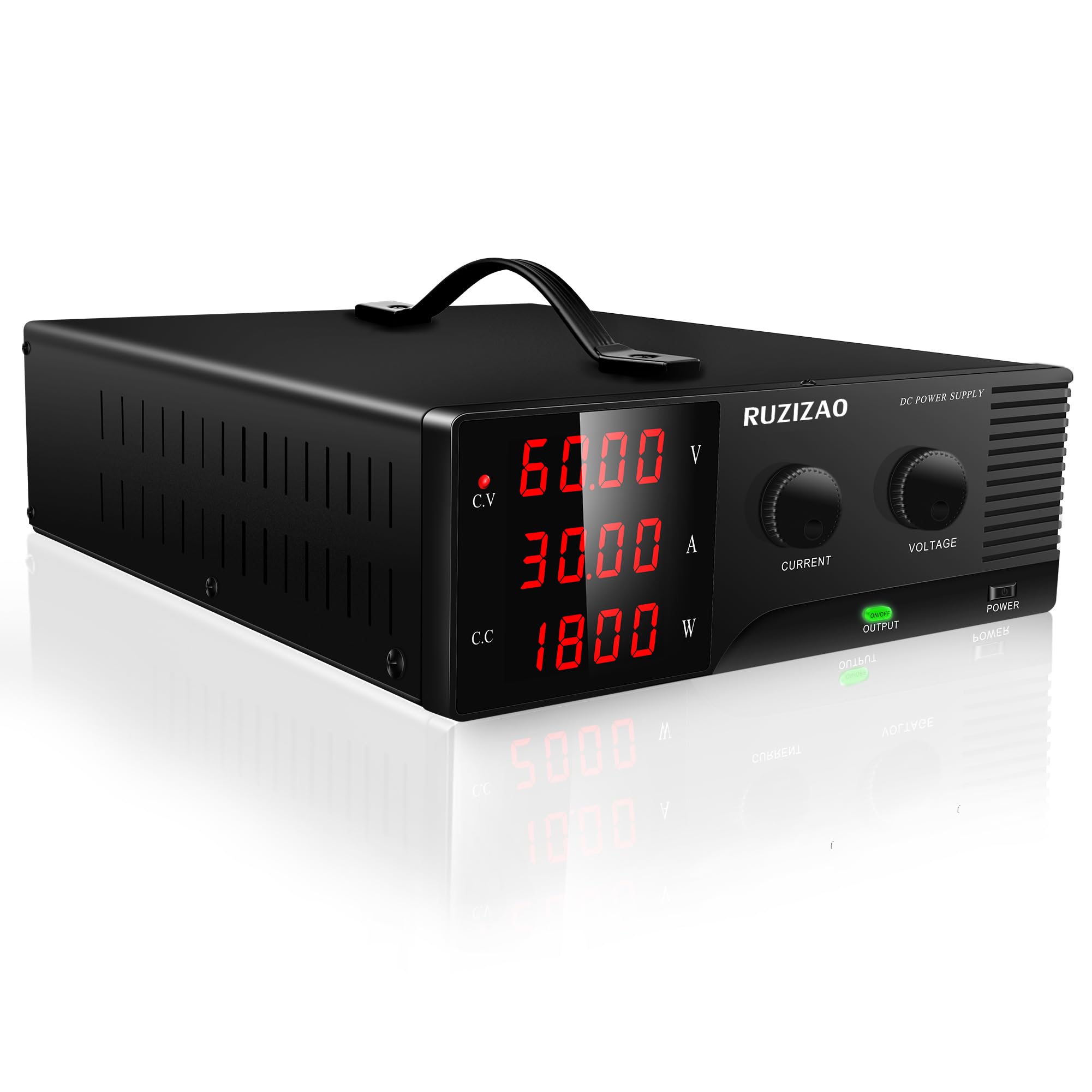 RUZIZAO 直流安定化電源(0~60V 0~30A) 1800W大電力 可変DCスイッチング エンコーダ調整 LED 4桁電流 電..