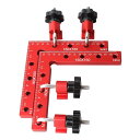FTtool 【新型】 コーナークランプ 90度 160x160 アルミ製 L形直角定規 inch/mm目盛り DIY工具 木材固定 補助道具 2PCS レッド HRGJ125