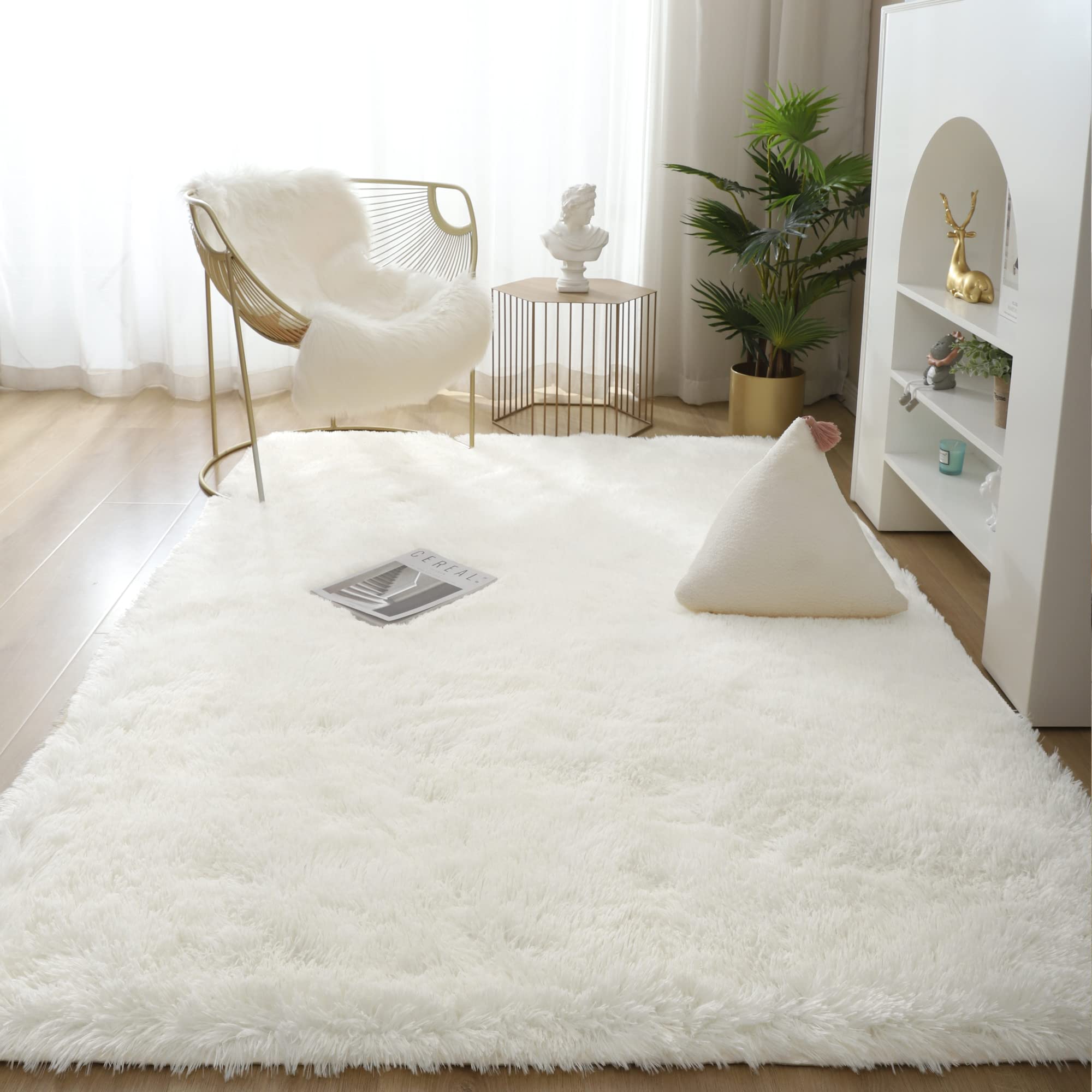 樂天商城 - カーペット ラグ 洗える ラグマット 約4畳 200x300cm 滑り止め付 防ダニ 抗菌 防臭 4色選べる 1年中使えるタイプ 北欧 ふわっと手触り 優しいフランネルラグ 絨毯 折り畳み (無地 アイボリー)