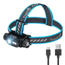 Trustfire H6Rヘッドライト USB充電式 LEDライト 1350ルーメン 懐中電灯 強力 高輝度 超軽量 ledハンディライト ヘッドランプ CRI95高演色LED 180度調整可能 8種点灯モード 赤&白ライト IPX6防水 アウトドア用 釣