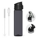 RHINOSHIELD (ライノシールド) AquaStand マグネットボトル 800ml | ストロー付トライタン製水筒 ウォーターボトル MagSafe対応ハンドル付 スポーツボトル 角度調節可能な三脚 スマホスタンド 水漏れ防止 軽量 - ブラック