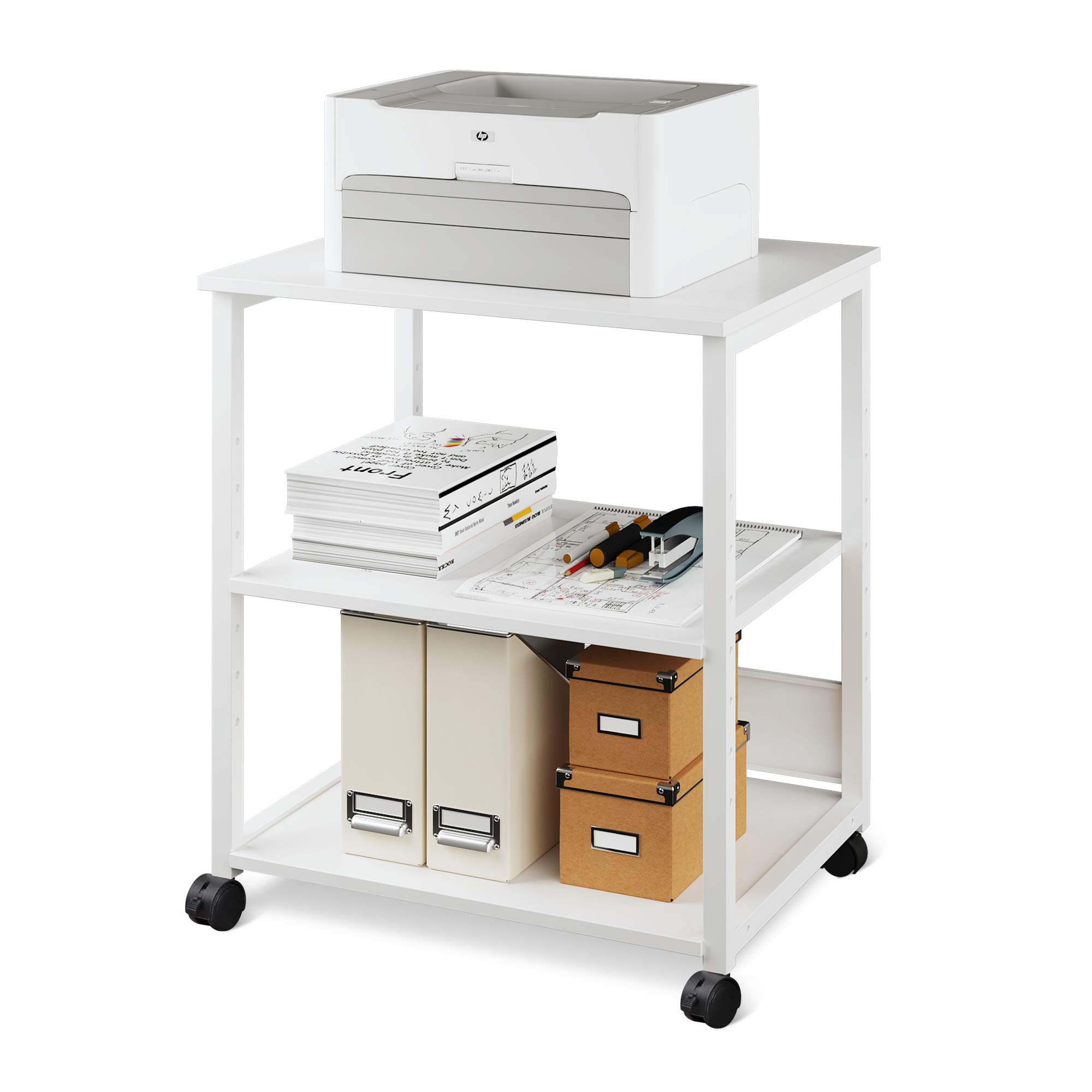 DEVAISE プリンター台 プリンターラック プリンターワゴン キャスター付き 幅60*奥行48*高さ70cm 総耐..
