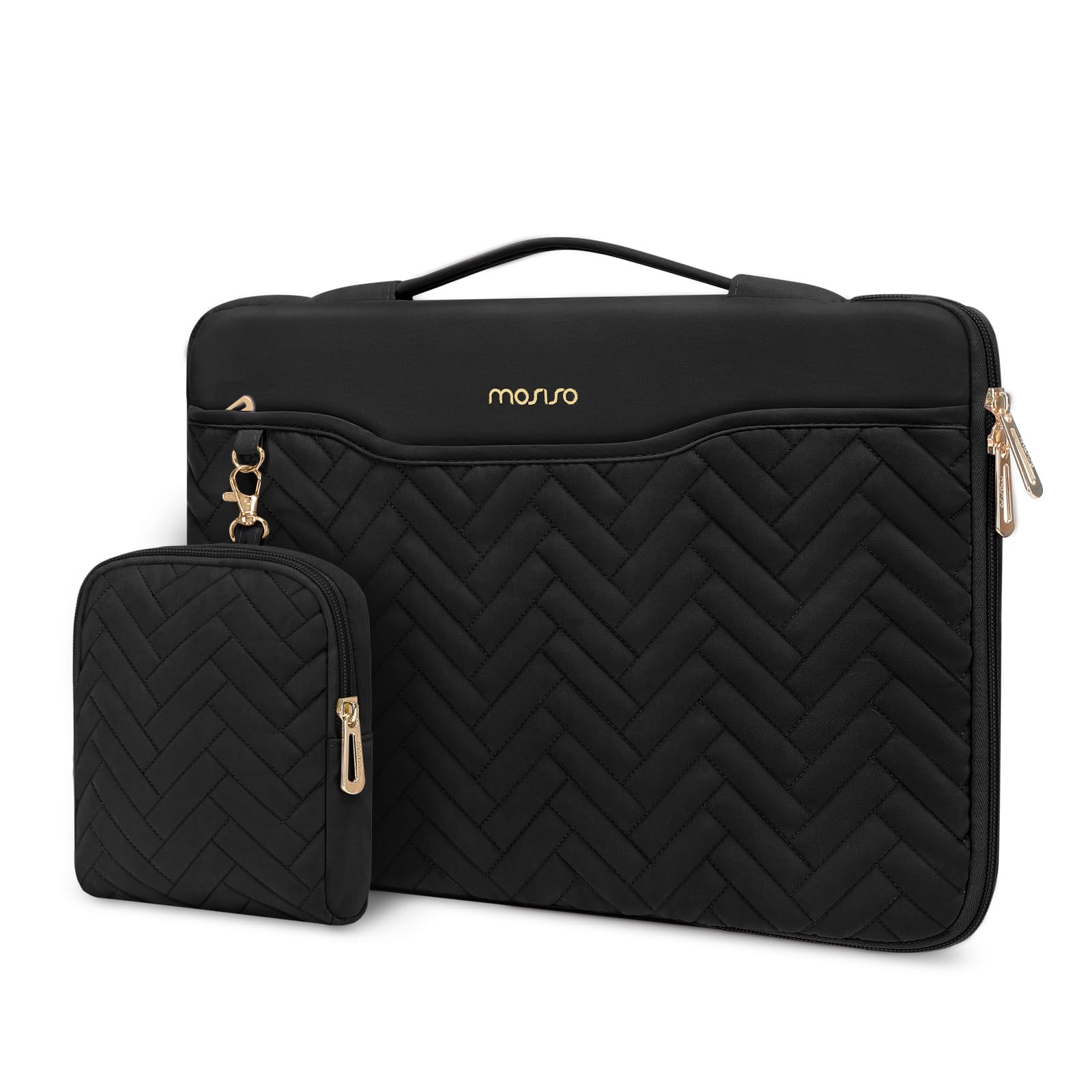 MOSISO 15-16 インチ、360保護 PCケース ラップトップスリーブバッグ、対応機種 MacBook Air 15 M4 M3 M2/Pro 16 M4 M3 M2 M1、15.6インチノートパソコン、長方形キルティングバッグ ハンドル ＆ ポケ