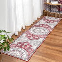DECOMALL キッチンマット 240 洗える 廊下 マット カーペット ペルシャ風 60x240CM 台所マット おしゃれ オールシーズン 軽量 滑り止め 花柄 防ダニ 防虫 防臭 レッド 床暖房対応