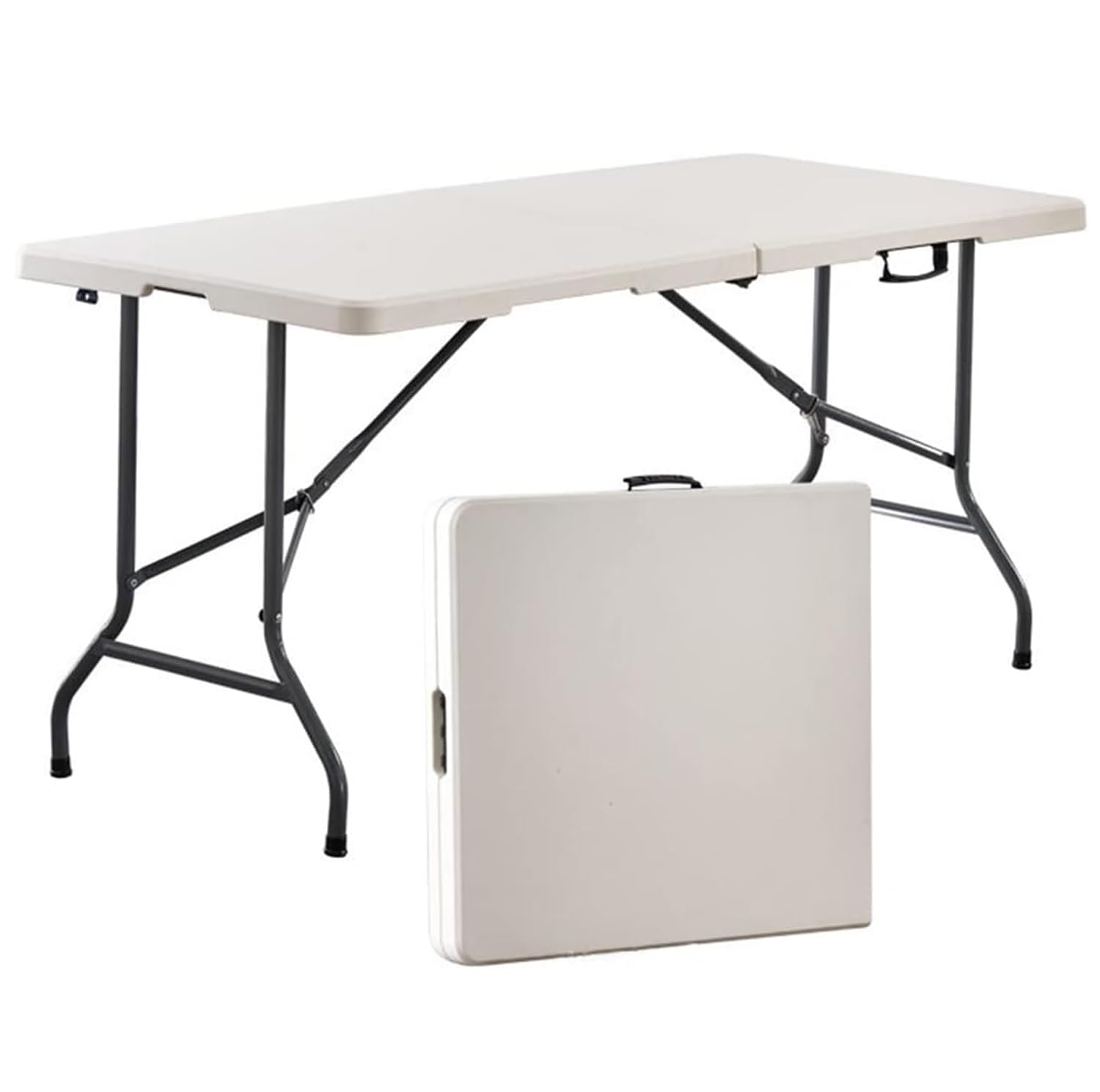 楽天松陰屋 楽天市場店Hushijue 折りたたみテーブル アウトドアテーブル ピクニック レジャー キャンプ用 幅152cm 耐荷重120kg （ホワイト-152） [並行輸入品]