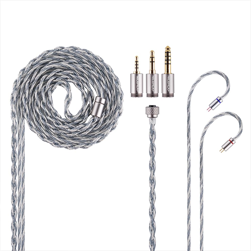 NICEHCK BlueLuna イヤホンリケーブル 銀メッキOFC無酸素銅 0.78mm 2Pin コネクタ 3.5mm 2.5mm 4.4mm 交換式プラグ hifiリケーブル Himalaya付属ケーブル 交換用ケーブル 金属製コネクタ 着脱式 1.