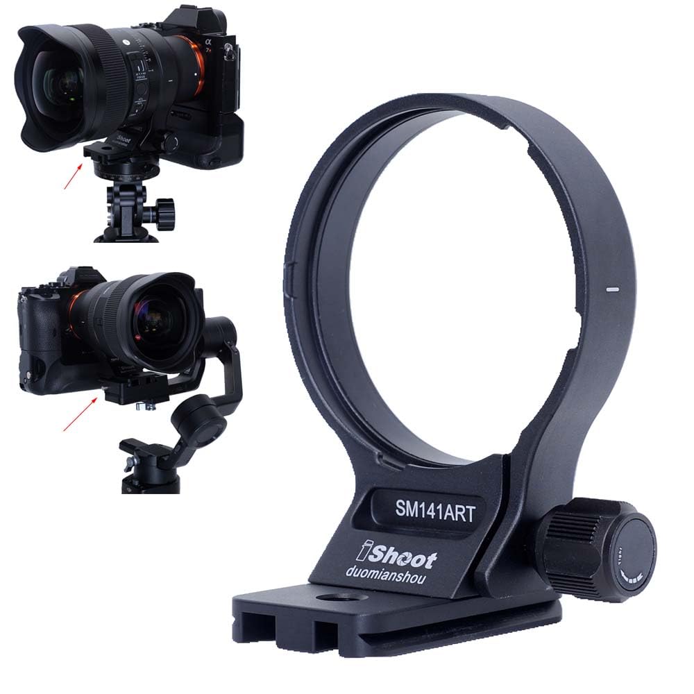 iShoot金属カメラリング式三脚座、レンズサポート襟、レンズブラケット襟、三脚ソケット、 三脚マウントリング, シグマ Sigma 14mm F1.4 DG DN Art, 15mm F1.4 DG DN DIAGONAL FISHEYE Artと互換性