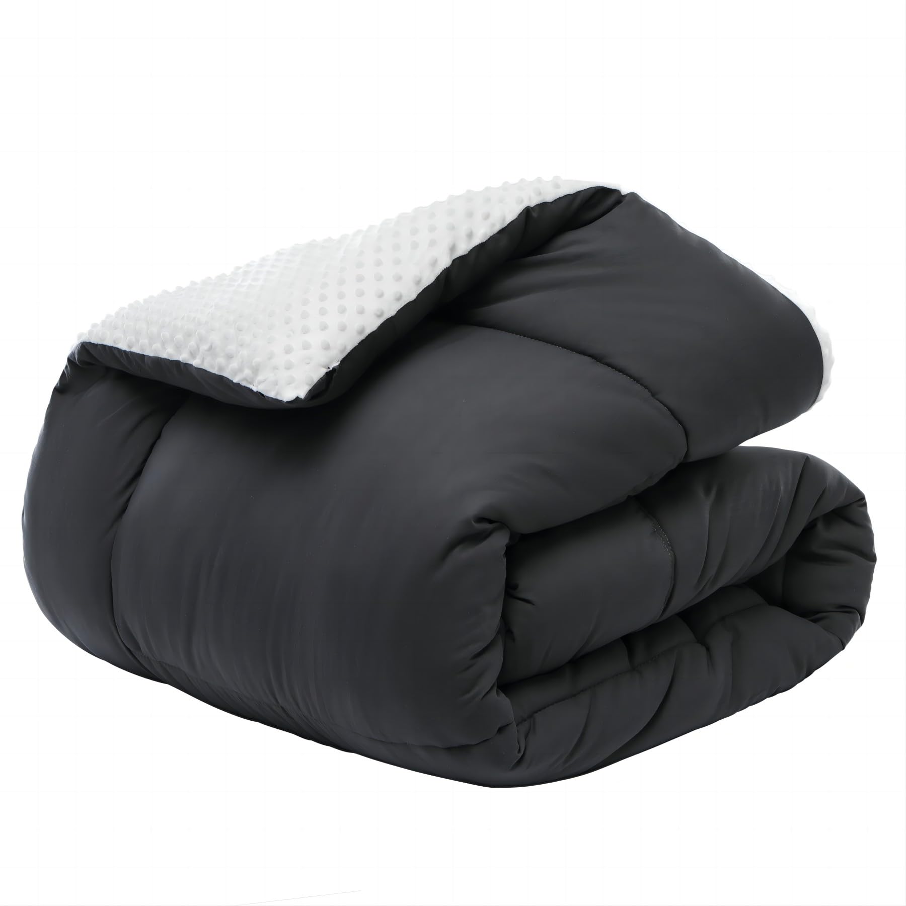 songlibin 掛け布団 シングル 冬用 布団単品 5Dミンキードット フランネル 極暖 2.8kg 増量タイプ ボリューム感がたっぷり 暖かくて抗菌防臭 ホワイト*ダックグレー150x210cm