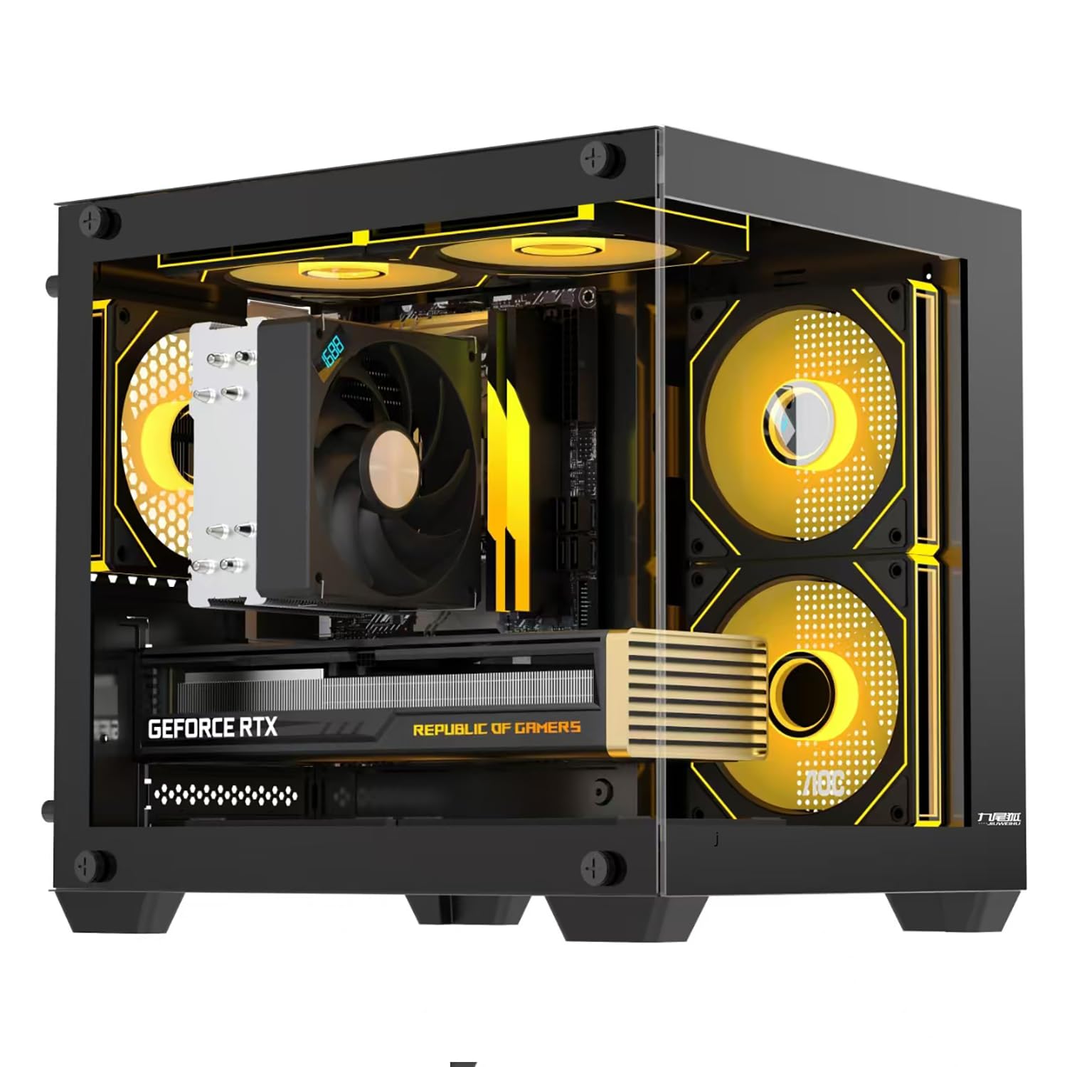 樂天商城 - pcケース 小型 M-ATX ミニタワー ピラーレス ゲーミングpcケース 合金鋼強化ガラス M-ATX/ITX/Micro-ATXマザーボード対応 ブラック