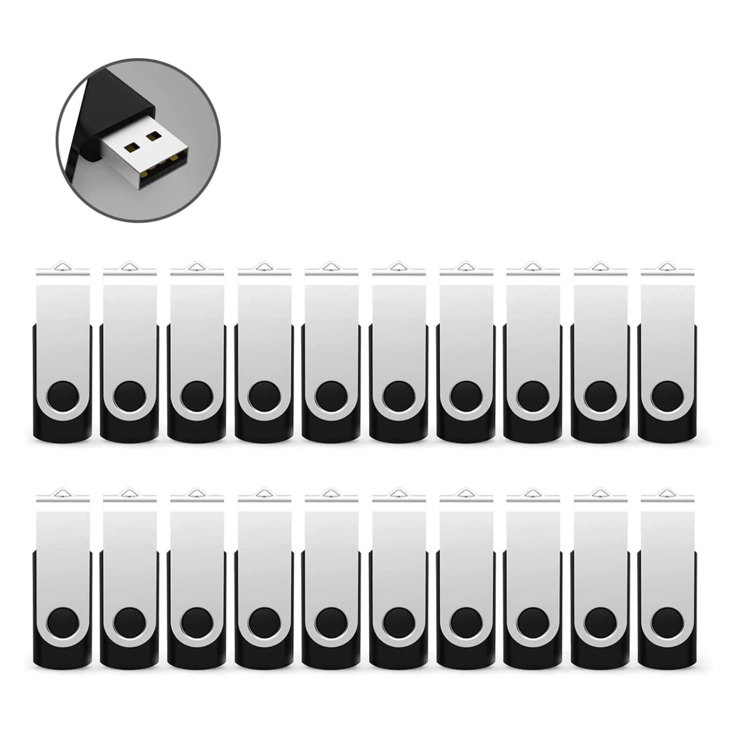 RAOYI USBメモリ 32GB USB 2.0 20個セット フラッシュドライブ 回転式 まとめ買い 業務用 メモリスティ..