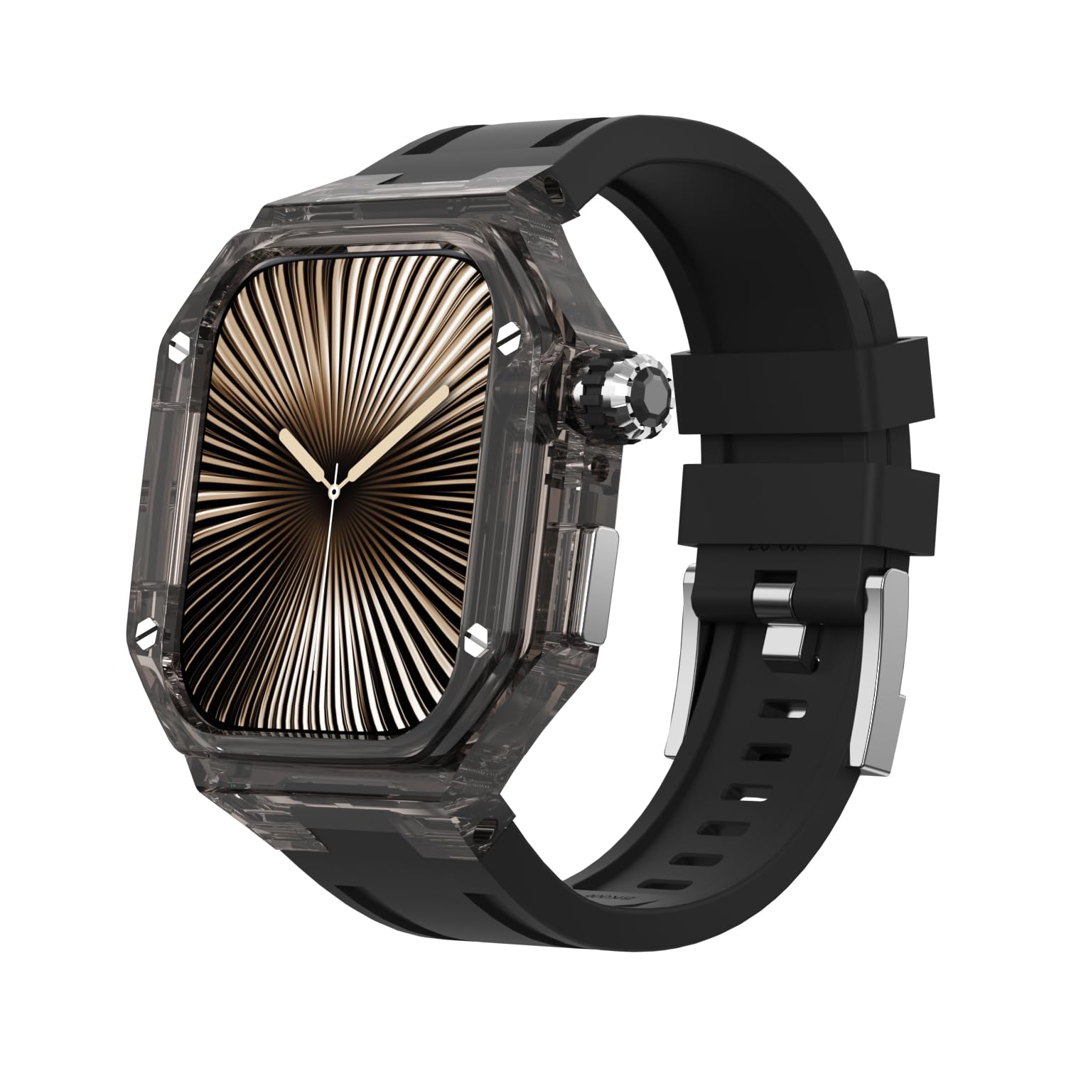 樂天商城 - アップルウォッチバンド 46mm バンパーケース付き 頑丈な透明保護カバーApple Watch スポーツバンドiWatch Series 11/10 46MM 黄変しにくいケース耐衝撃 (ブラック、46mm)
