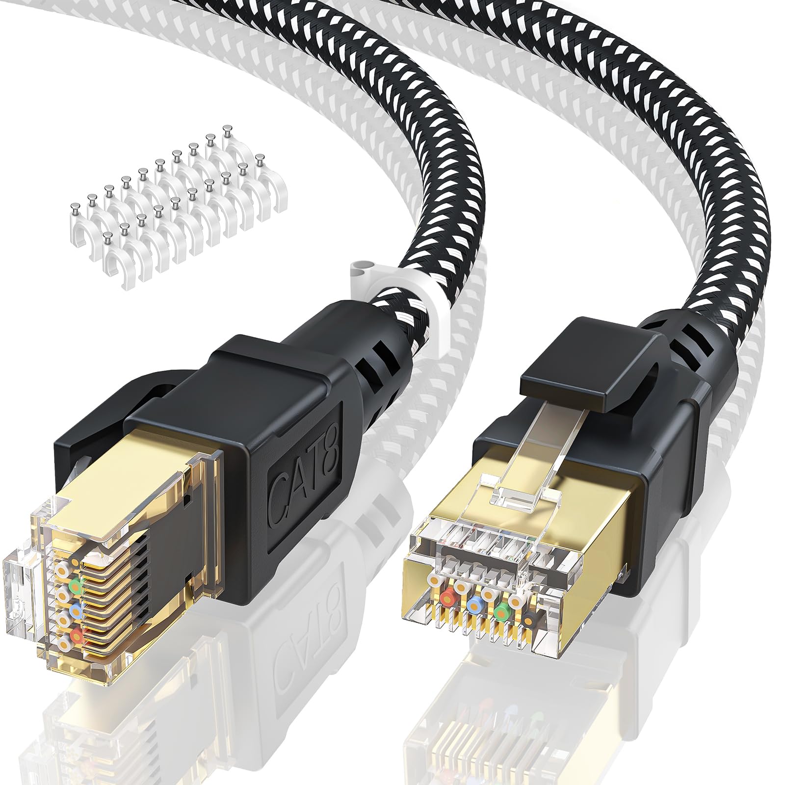 BUSOHE LANケーブル 30M CAT8 有線lan フラット40Gbps 2000MHz 高速 RJ45 コネクタ カテゴリー8 lan延長ケーブル 隙間 lanケーブルランケーブル 準拠 イーサネット ラン ゲーム用 等に対応