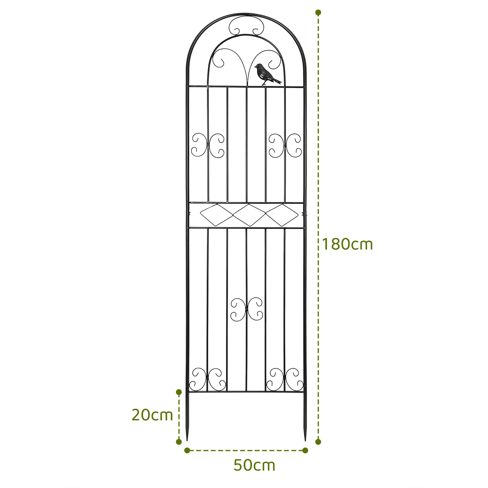 Rxakudedo 4枚 薔薇フェンス アイアンフェンス 園芸 フェンス アイアン 高さ180cm ローズフェンス 蔓性植物用支柱 フェンス