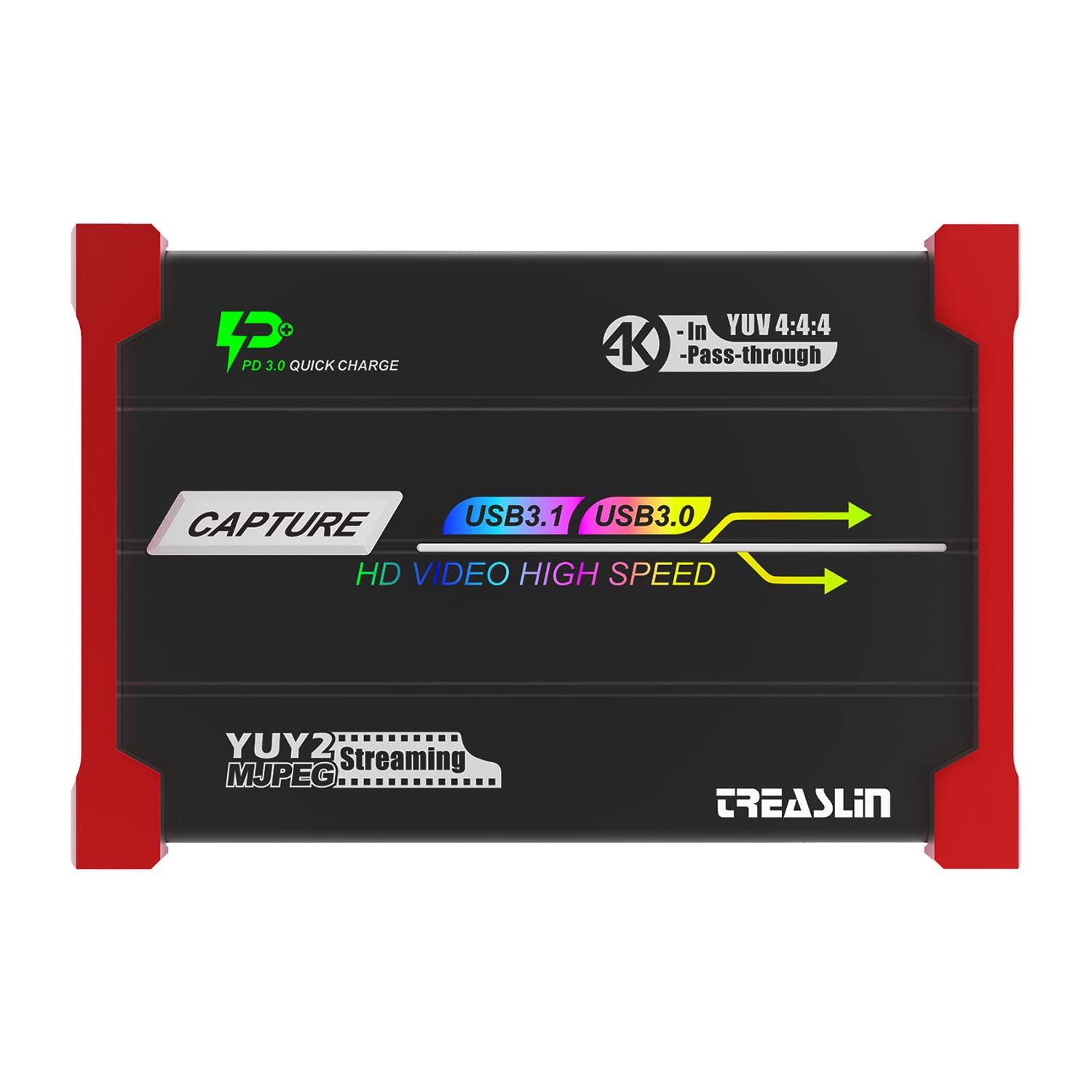 TreasLin HDMI入力/USB-C入力 キャプチャーボードswitch対応、ゲームライブ配信と録画 、USB 3.0 ビデオキャプチャー 、遅滞なくパススルー、3.5mmオーディオ入力/出力、HDMIまたはUSB-Cデバイスからビデオを簡単にキャプ