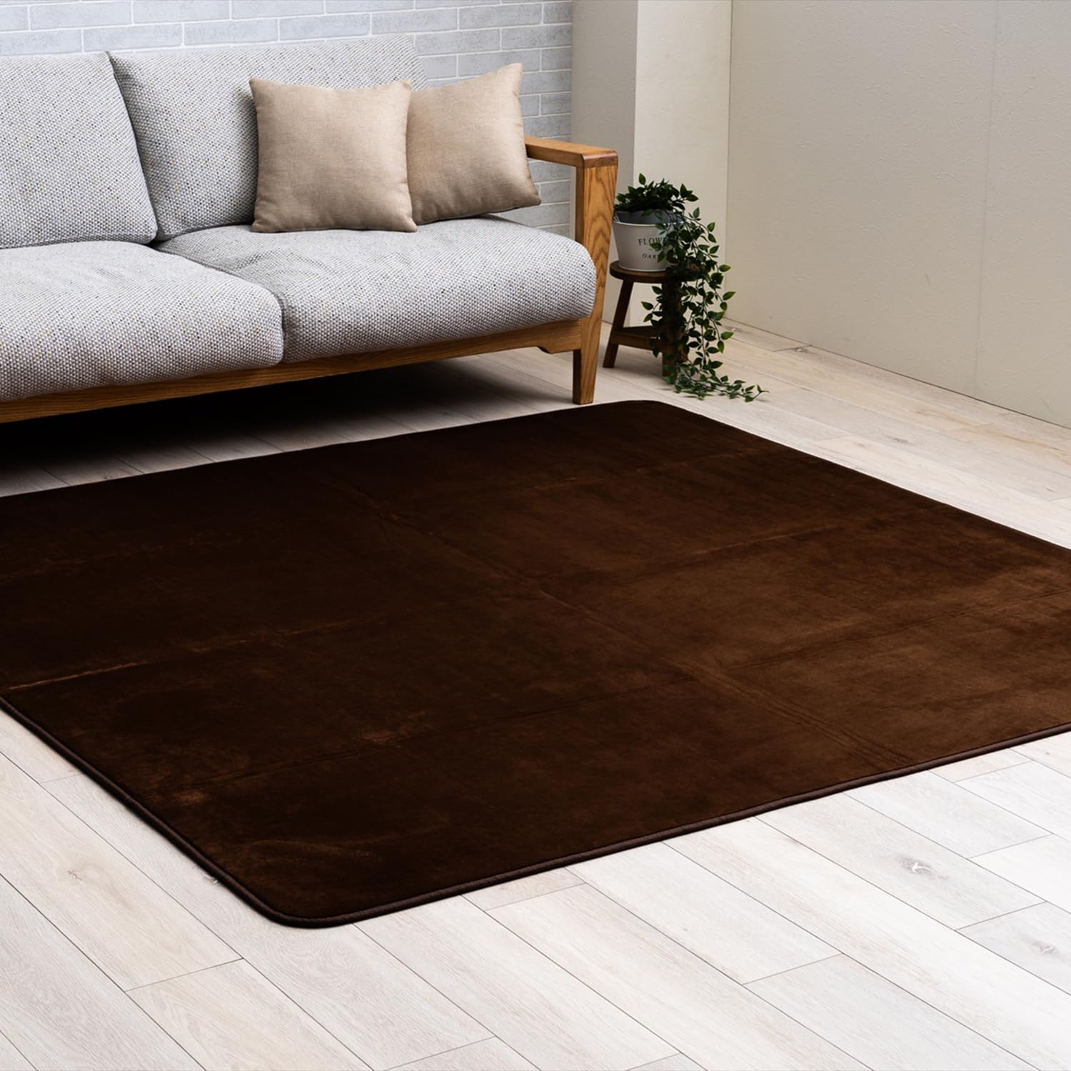 イケヒコ ラグ カーペット マット ホットカーペット対応 コンパクト収納 長方形 ウード ブラウン 約185..