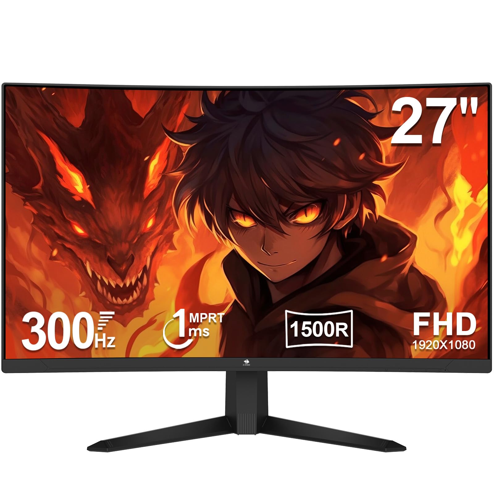 Z Z-Edge 湾曲ゲーミングモニター 300Hz 27インチ 1ms ディスプレイ LED FHD 1920x1080/非光沢/VAパネル/曲面/超薄型/HDR/1ms/FreeSync/HDMI/DisplayPort UG27S