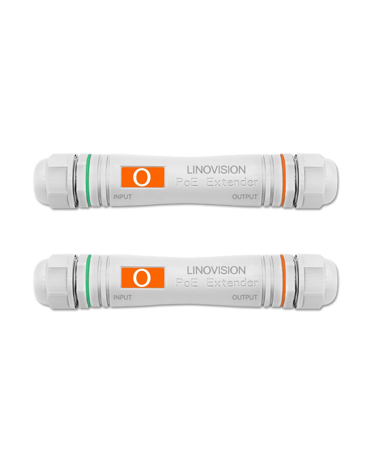 LINOVISION 長距離屋外用 PoE エクステンダー、防水対応PoEリピーター、PoE給電とデータ伝送を最大800m延長、IEEE802.3af/at対応、IP カメラ、VoIP 電話などのPOEデバイスに電力供給 (2 パック)