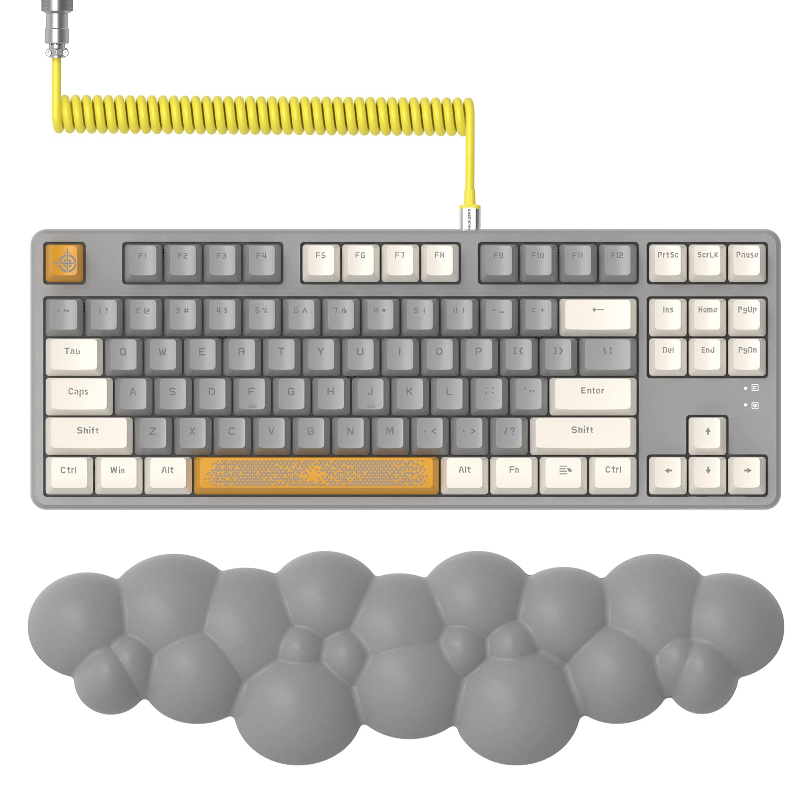 A.JAZZ 有線ゲーミング用メカニカルキーボードセットテンキーレスコイルケーブルリストレスト付きホッ..