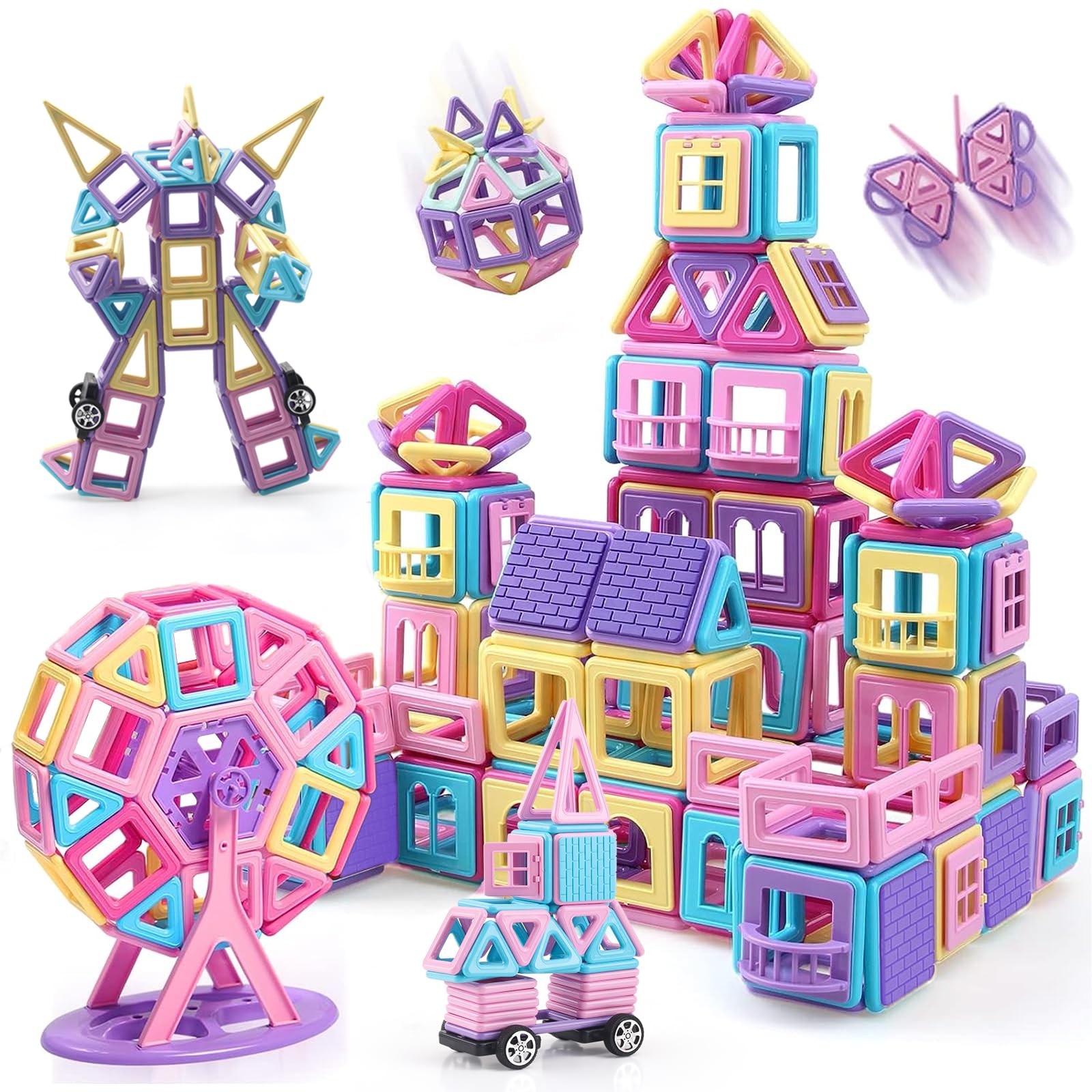 樂天商城 - AMYCOOLマグネットブロック 5.6cm マカロン色 163pcs 磁石ブロック マグネットおもちゃ モデルDIY 知育玩具 立体パズル ゲーム モデルDIY積み木 子供 女の子 男の子 誕生日 入園 ギフト 出産祝い クリスマスプレゼント 贈り物 収