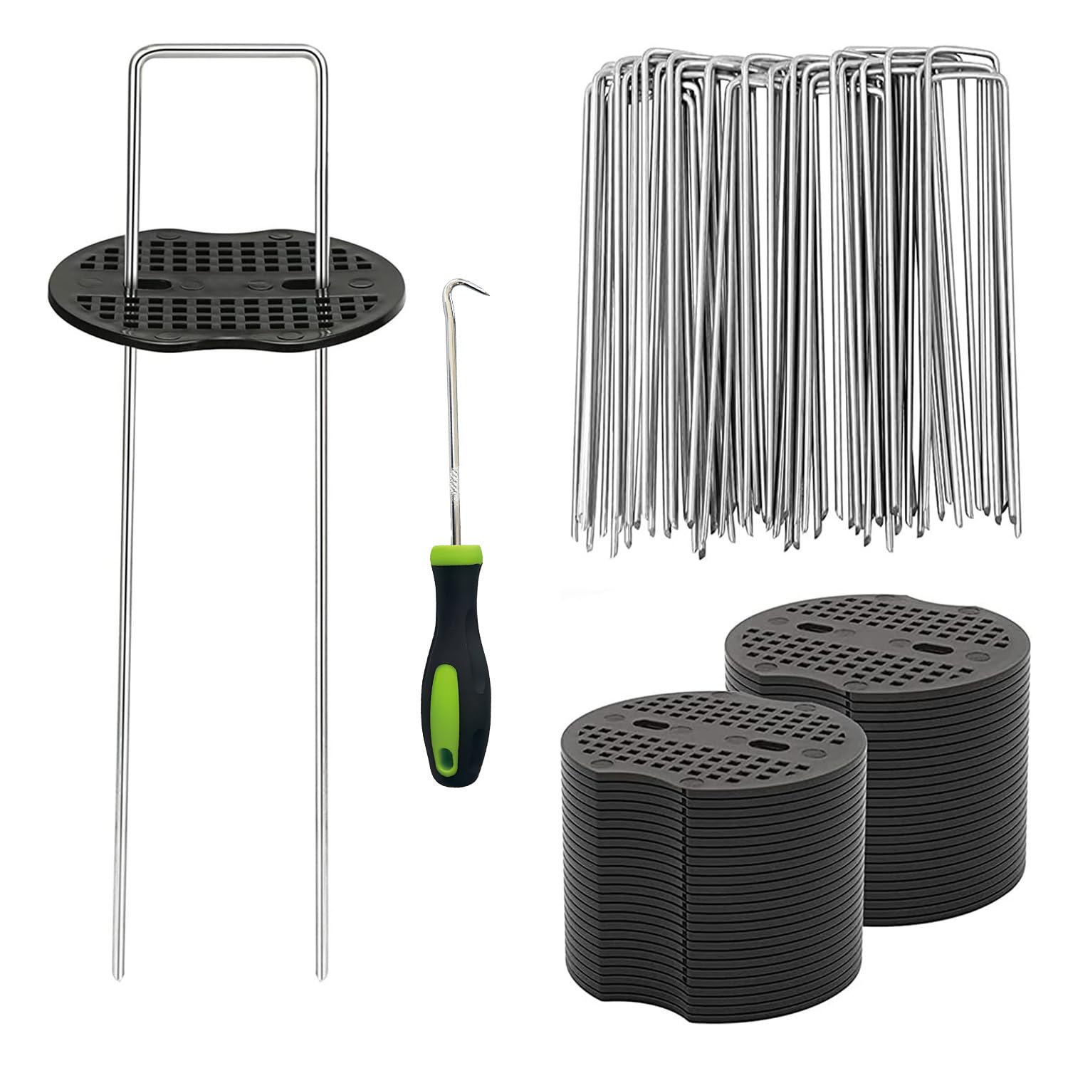 堅塁金物 マルチ 防草シート 固定ピン Uピン杭 黒丸付 おさえピン U字型ピン 抑え杭 おさえ杭 押さえピ..