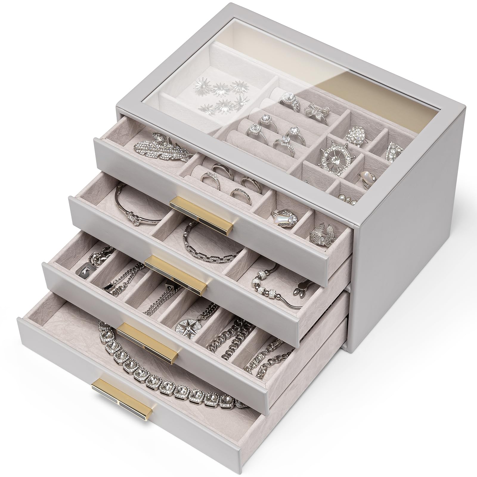 Vlando ジュエリーボックス 大容量 アクセサリーケース ジュエリー 収納 宝石箱 メイクボックス ピアス リング ネックレス イヤリング 小物入れ ボック...